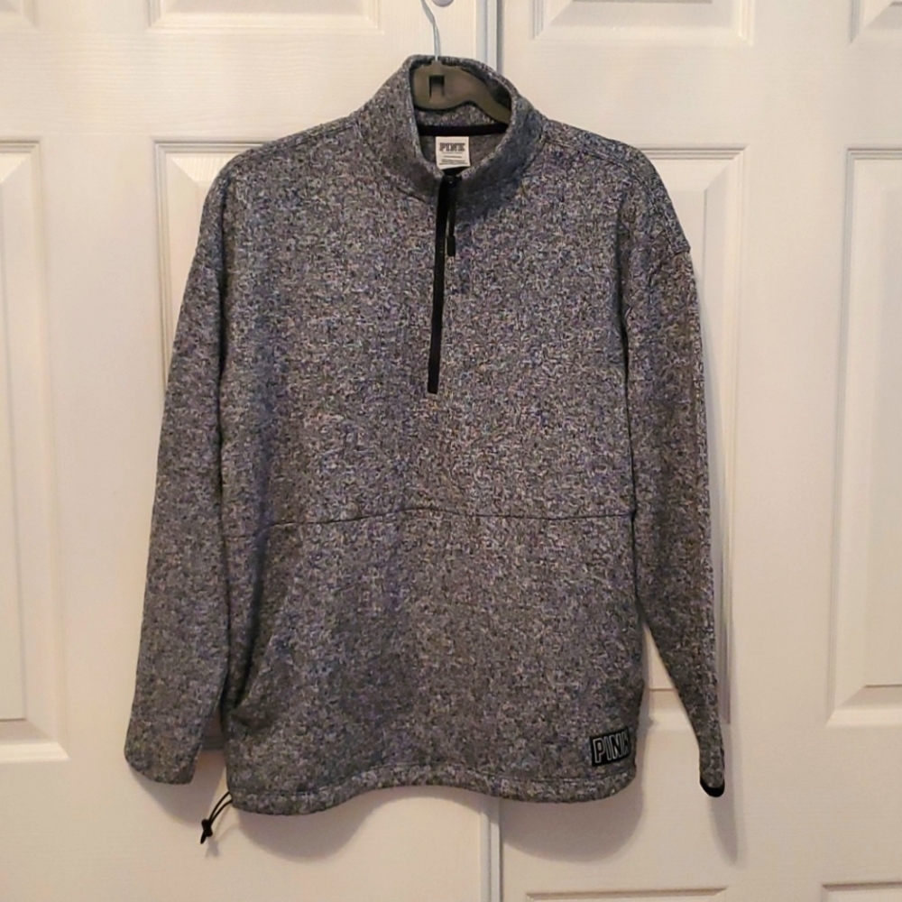 SOLD!! Pink VS Varsity half quarter zip sweatshirt